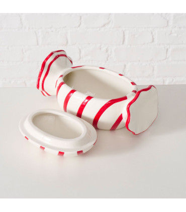 Candy pot ceramic red and white 20.5x11.5x10.5cm