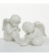Set of 2 decorative angels white porcelain 15x9x16cm