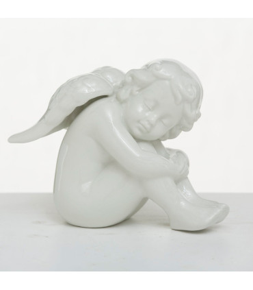 Set de 2 angelots en porcelaine blanche 15x9x16cm
