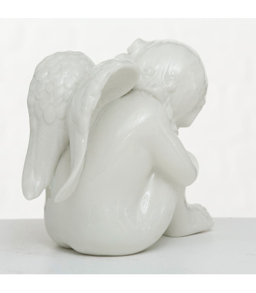 Set de 2 angelots en porcelaine blanche 15x9x16cm