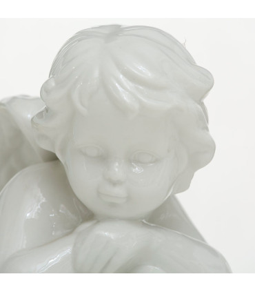 Set de 2 angelots en porcelaine blanche 15x9x16cm