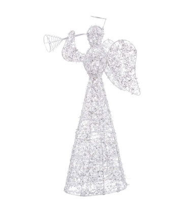 Grand ange lumineux argenté led décoration de Noël à piles 20x13x55cm