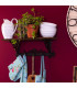 Portemanteau mural bois et métal avec étagère 5 crochets 58x20x22cm