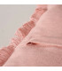 Coussin carré coton rose avec frange 45x45x10cm