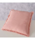 Coussin carré coton rose avec frange 45x45x10cm