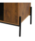 Commode 3 tiroirs et 1 porte bois et métal noir 80x40x75cm