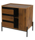 Commode 3 tiroirs et 1 porte bois et métal noir 80x40x75cm