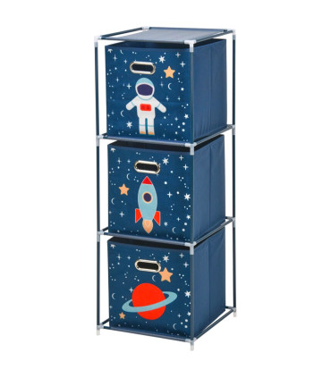 Étagère rangement jouets 3 casiers chambre garçon 35x35x102cm