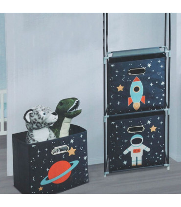Étagère rangement jouets 3 casiers chambre garçon 35x35x102cm