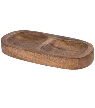 Vide-Poche double en bois de mangue naturel 20x10x2.5cm