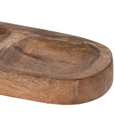 Vide-Poche double en bois de mangue naturel 20x10x2.5cm