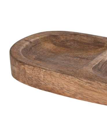 Vide-Poche double en bois de mangue naturel 20x10x2.5cm