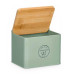 Salt Conservation Pot green metal and bamboo 11x11x14cm