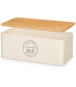 Bread box beige metal and bamboo 35x38x28cm