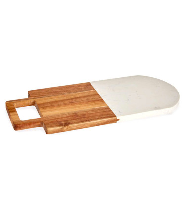 Planche à découper en acacia et marbre blanc 38x18x1.5cm