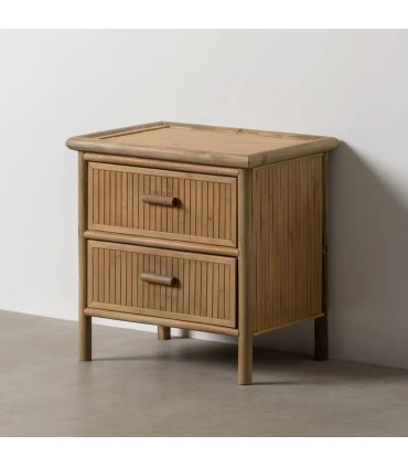 Table de chevet en bambou 2 tiroirs 48x36x49cm