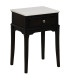 Bedside Table black wood and white marble 43x33x61cm