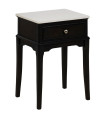 Table de chevet bois noir et marbre blanc 43x33x61cm