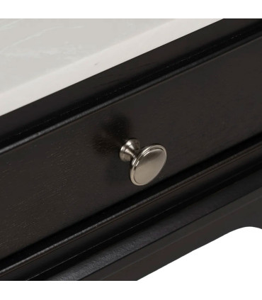 Bedside Table black wood and white marble 43x33x61cm