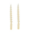 Set de 2 bougies torsadées longues ivoire 27cm