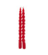 Set de 2 bougies torsadées longues rouges 27cm