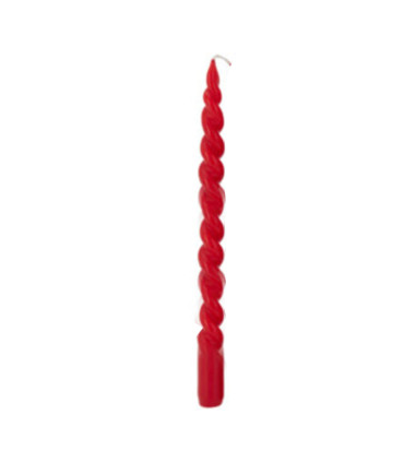 Set de 2 bougies torsadées longues rouges 27cm