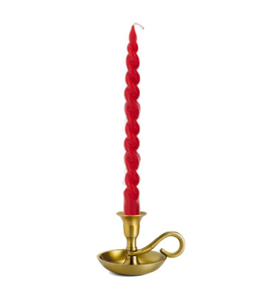Set de 2 bougies torsadées longues rouges 27cm