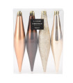 Set of 4 Christmas Balls icicle gold - 4x15cm