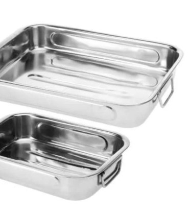 Set de 3 plats à four inox avec poignées 35x26cm