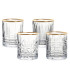 Set de 4 verres à whisky avec motifs embossés et liseré doré 31cl