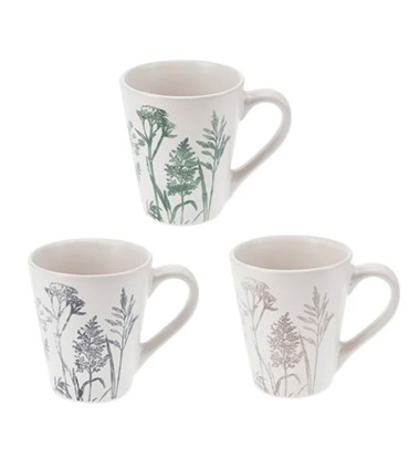 Set de 3 mugs en grés motif fleurs sauvages 360ml