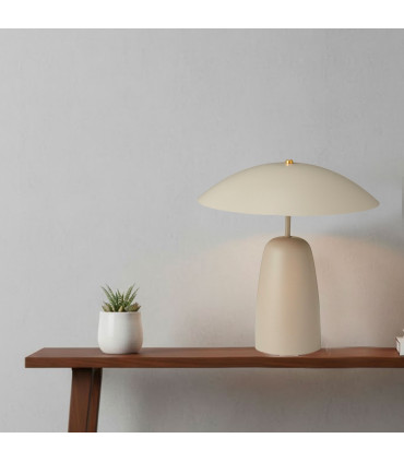 Lampe à poser champignon métal beige sable et doré 39x39x32.5cm