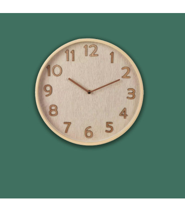 Horloge murale en résine aspect bois 38x38x5cm