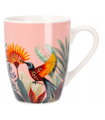 Set de 3 mugs en porcelaine fleurs et oiseaux 340ml