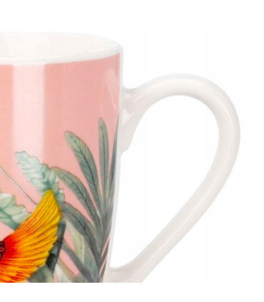 Set de 3 mugs en porcelaine fleurs et oiseaux 340ml