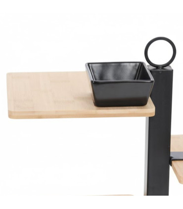 Plateau apéritif bois et métal 3 plateaux 32x15x27cm