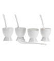 Set de 4 coquetiers en porcelaine blanche avec cuillères
