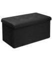 Banquette coffre de rangement velours noir 76x38x38cm
