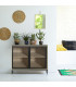 Buffet bois et portes en métal grillagé 100x40x75cm