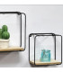Set de 2 étagères murales en métal noir et bois 21x10x21cm