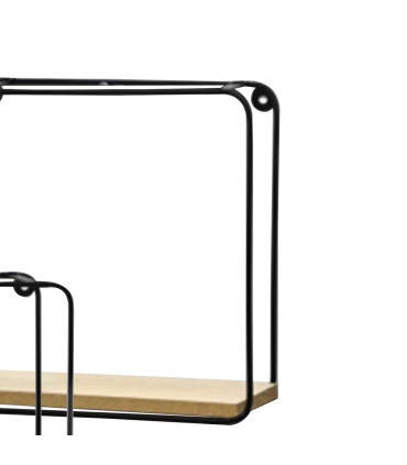 Set de 2 étagères murales en métal noir et bois 21x10x21cm