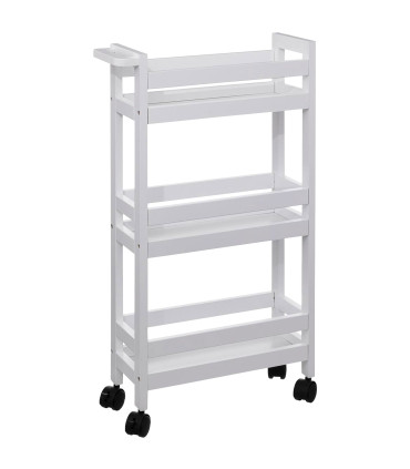 Black Kitchen Storage Trolley on Wheels 3 Shelves