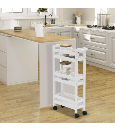 Black Kitchen Storage Trolley on Wheels 3 Shelves