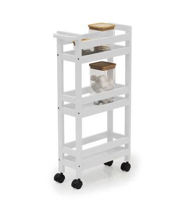 Black Kitchen Storage Trolley on Wheels 3 Shelves