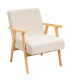 Beige chenille Fabric Armchair with Wood Legs 67×79×84 cm