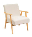 Beige chenille Fabric Armchair with Wood Legs 67×79×84 cm