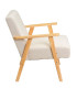 Beige chenille Fabric Armchair with Wood Legs 67×79×84 cm