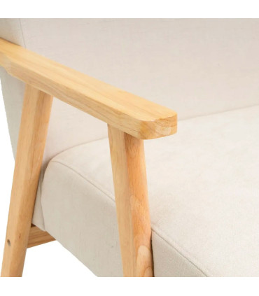 Beige chenille Fabric Armchair with Wood Legs 67×79×84 cm