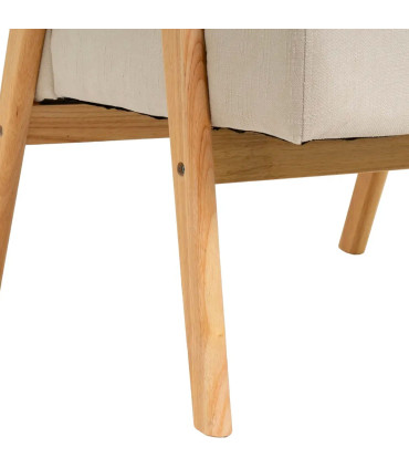 Beige chenille Fabric Armchair with Wood Legs 67×79×84 cm