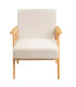 Beige chenille Fabric Armchair with Wood Legs 67×79×84 cm